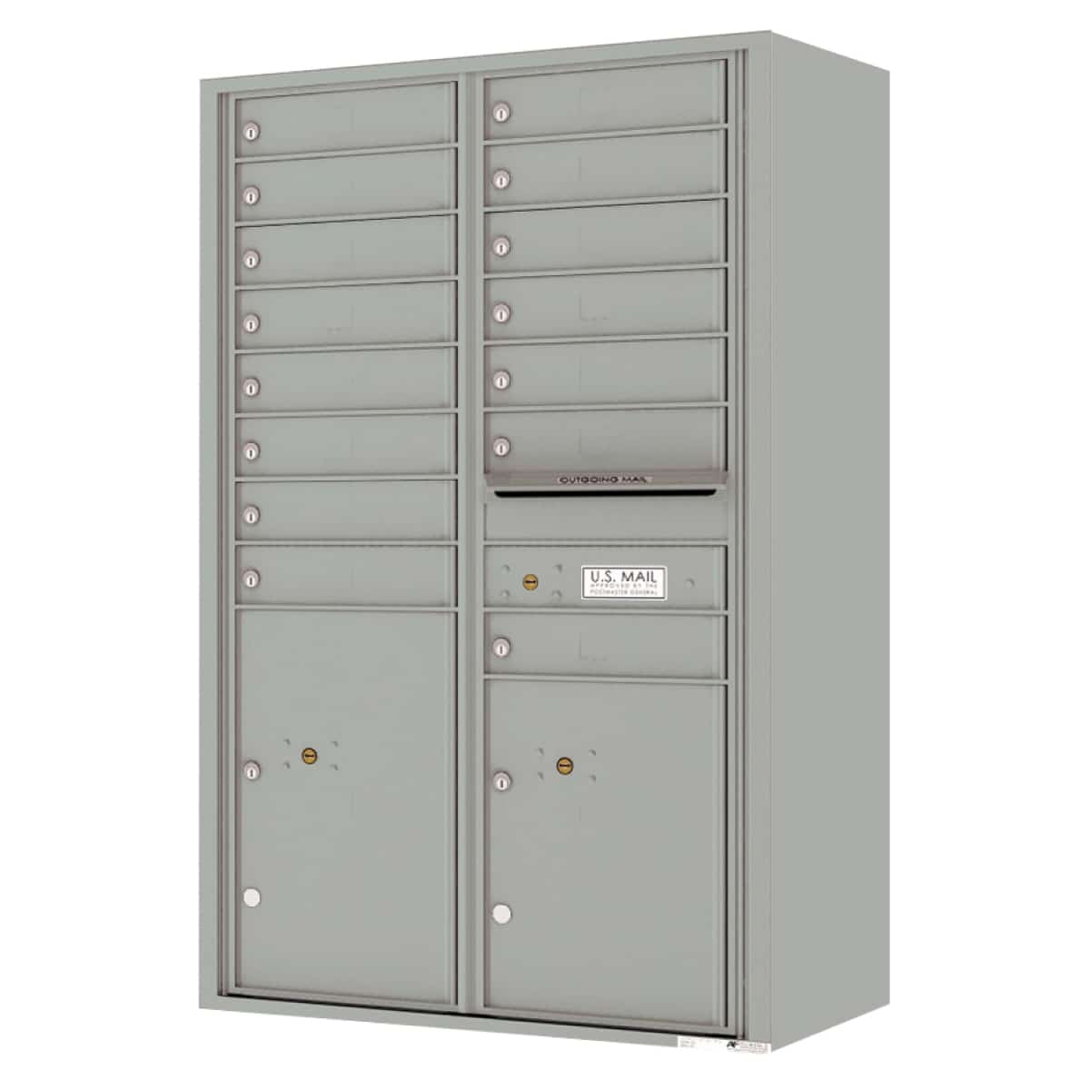 Surface Mount 4C Horizontal Mailbox – 15 Doors 2 Parcel Lockers – Front Loading – 4C14D-15-SM Product Image