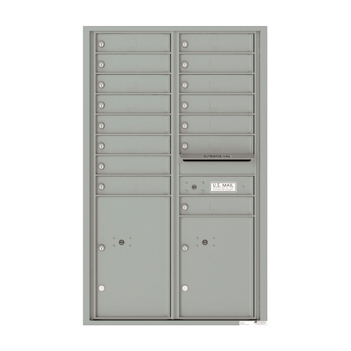 Recessed 4C Horizontal Mailbox – 15 Doors 2 Parcel Lockers – Front Loading – 4C14D-15-CK25750 – Private Delivery Product Image