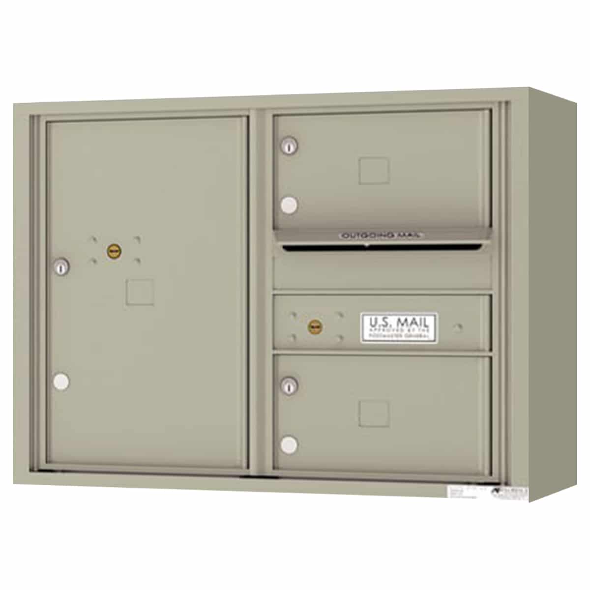 Surface Mount 4C Horizontal Mailbox – 2 Doors 1 Parcel Locker – Front Loading – 4C06D-02-SM Product Image