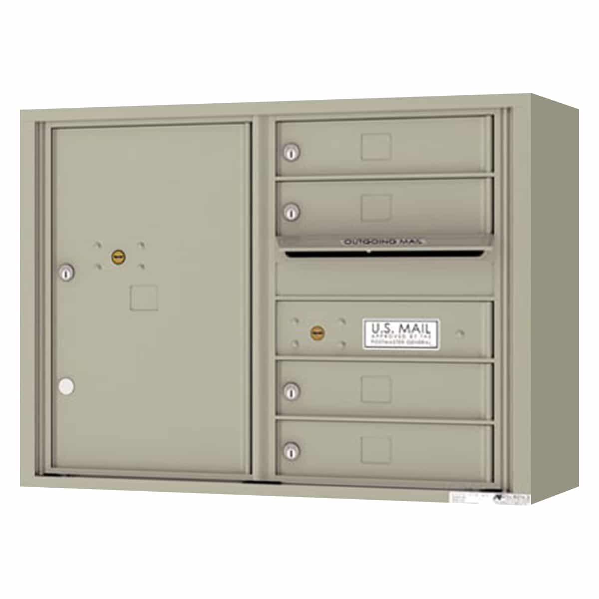 Surface Mount 4C Horizontal Mailbox – 4 Doors 1 Parcel Locker – Front Loading – 4C06D-04-SM Product Image