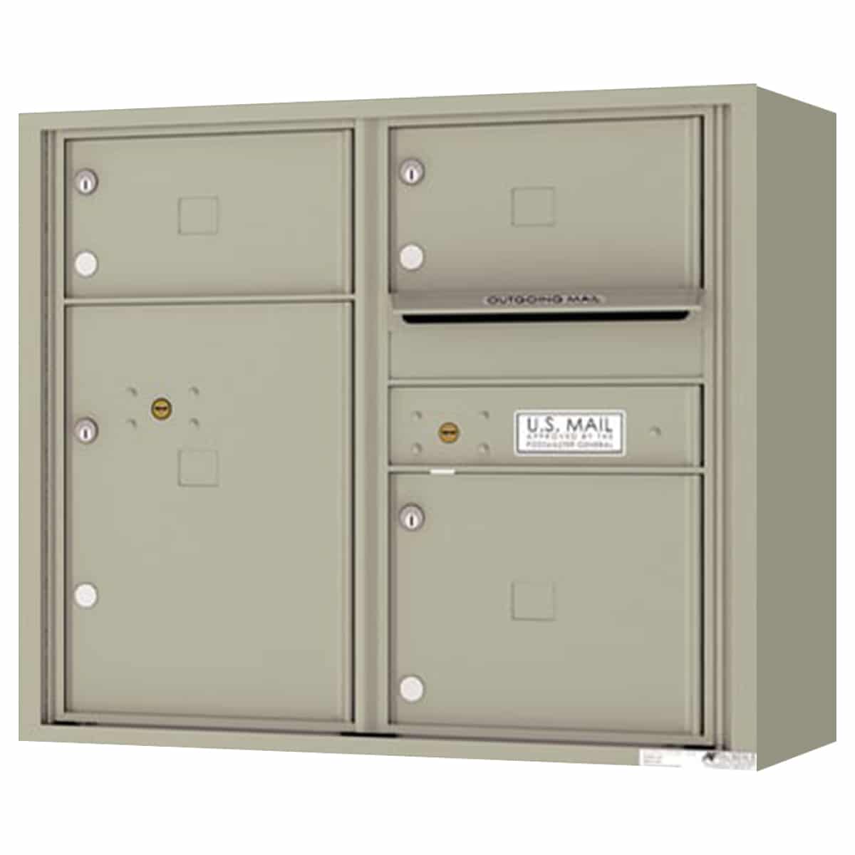 Surface Mount 4C Horizontal Mailbox – 3 Doors, 1 Parcel Locker – 4C07D-03-SM Product Image