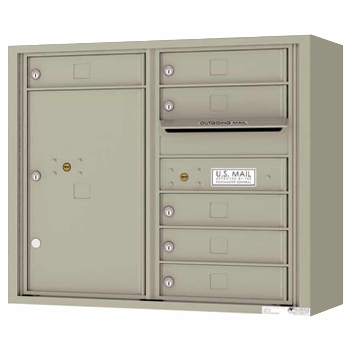 Surface Mount 4C Horizontal Mailbox – 6 Doors 1 Parcel Locker – Front Loading – 4C07D-06-SM Product Image