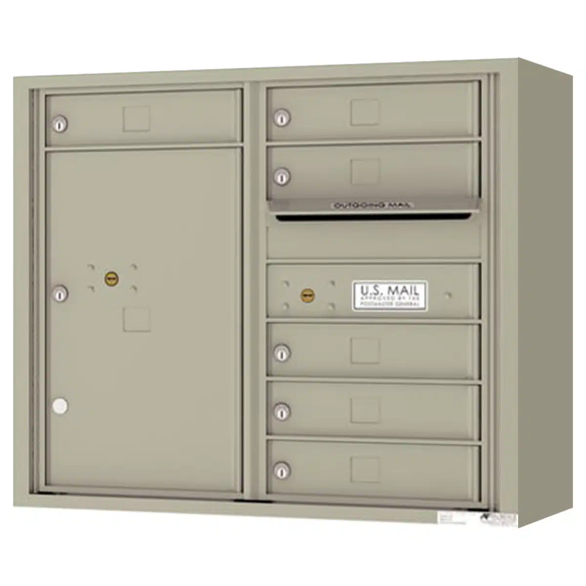 Surface Mount 4C Horizontal Mailbox – 6 Doors 1 Parcel Locker – Front Loading – 4C07D-06-SM Product Image