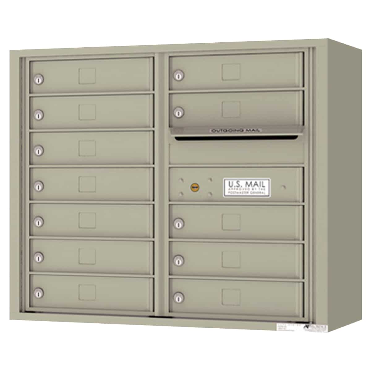 Surface Mount 4C Horizontal Mailbox – 12 Doors 0 Parcel Locker – Front Loading – 4C07D-12-SM Product Image