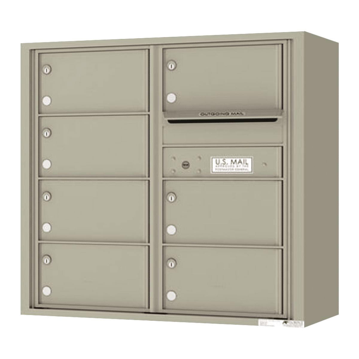 Surface Mount 4C Horizontal Mailbox – 7 Doors – Front Loading – 4C08D-07-SM Product Image