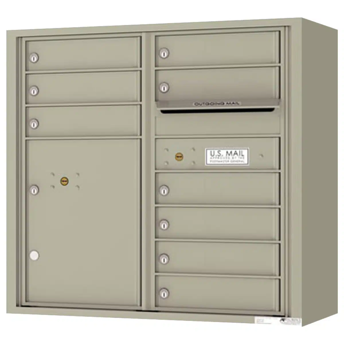 Surface Mount 4C Horizontal Mailbox – 9 Doors, 1 Parcel Locker – 4C08D-09-SM Product Image
