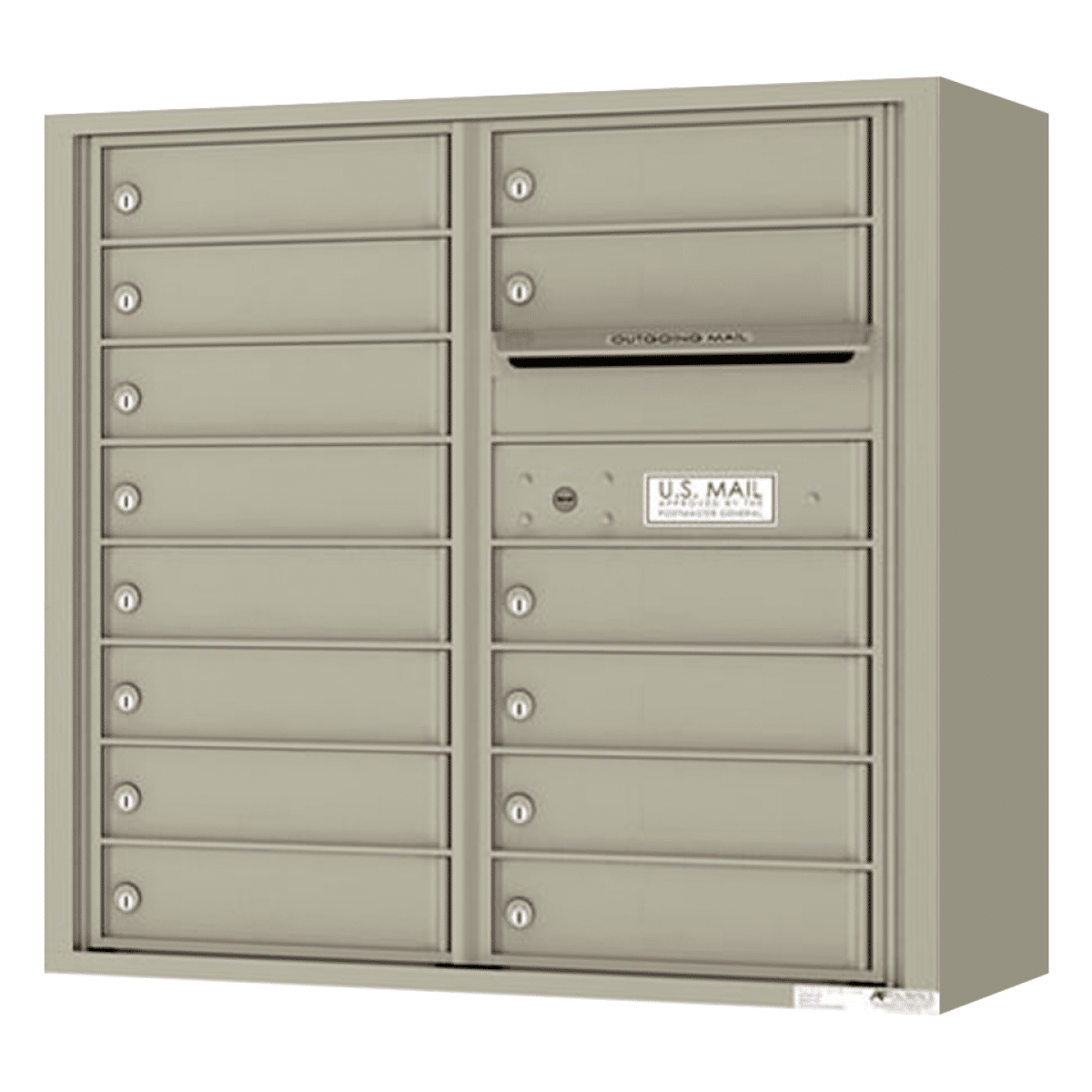 Surface Mount 4C Horizontal Mailbox – 14 Doors 0 Parcel Locker – Front Loading – 4C08D-14-SM Product Image