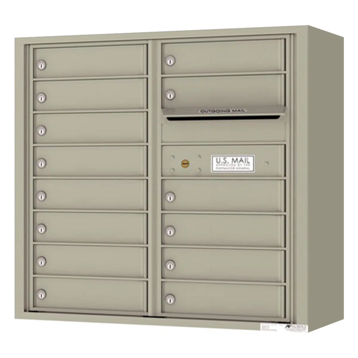 Surface Mount 4C Horizontal Mailbox – 14 Doors 0 Parcel Locker – Front Loading – 4C08D-14-SM Product Image
