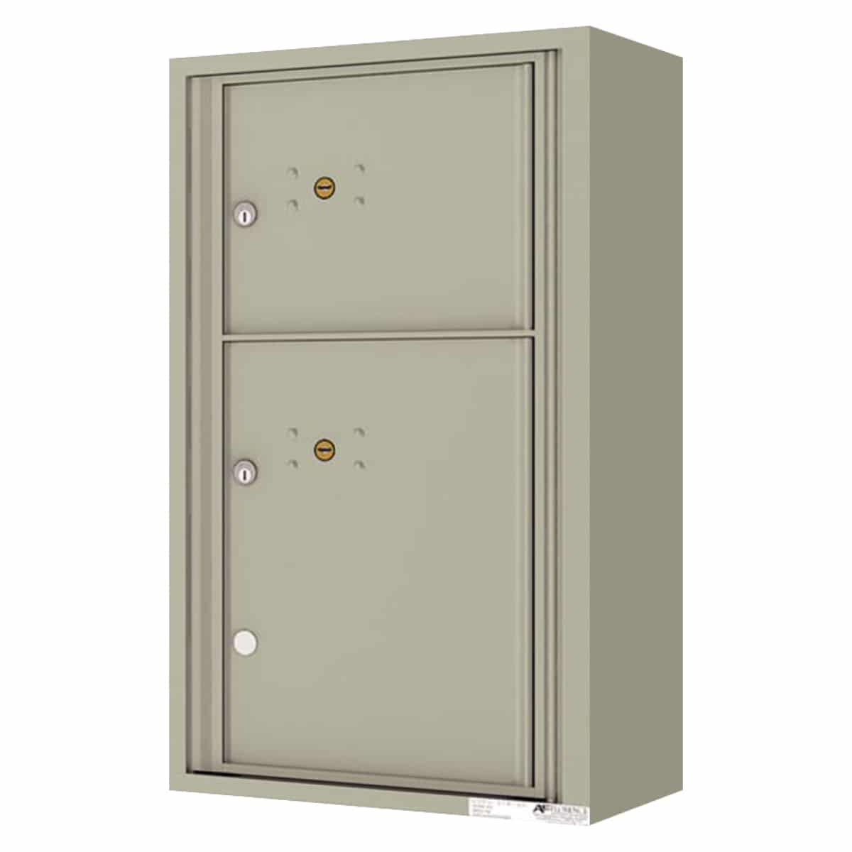 Surface Mount 4C Horizontal Mailbox – 2 Parcel Lockers – Front Loading – 4C08S-2P-SM Product Image