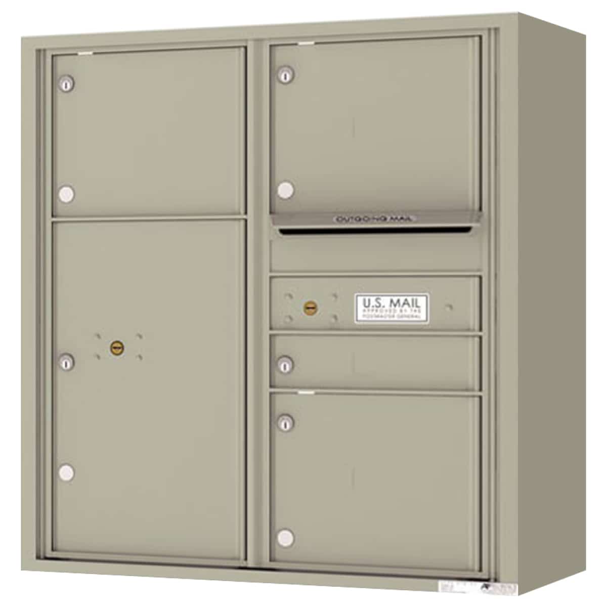 Surface Mount 4C Horizontal Mailbox – 4 Doors 1 Parcel Locker – Front Loading – 4C09D-04-SM Product Image