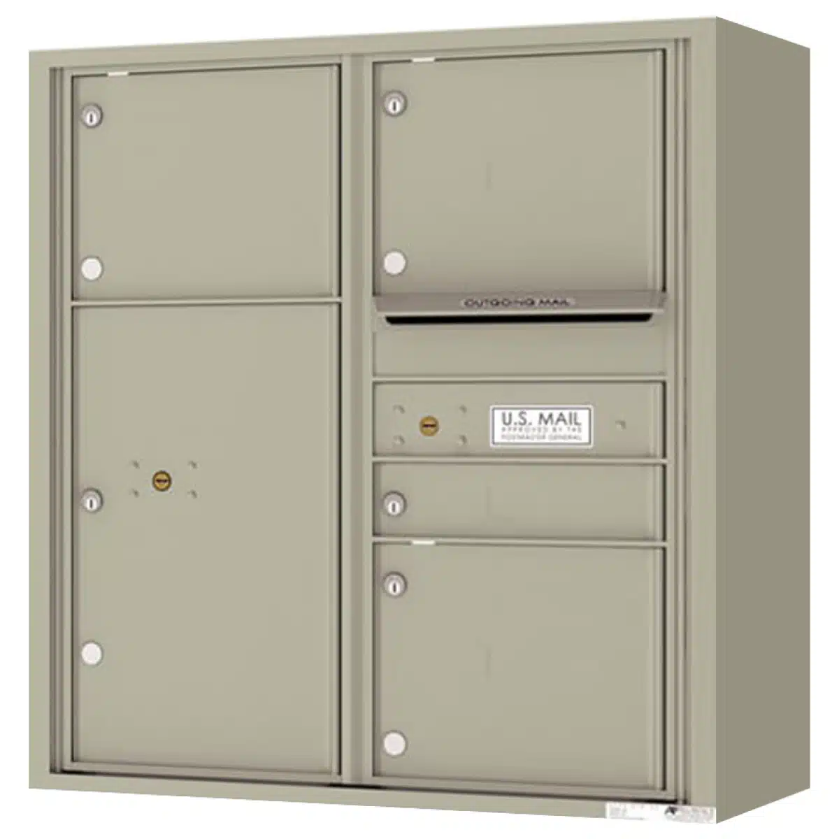 Surface Mount 4C Horizontal Mailbox – 4 Doors 1 Parcel Locker – Front Loading – 4C09D-04-SM Product Image