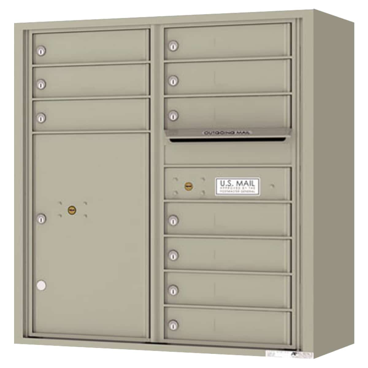Surface Mount 4C Horizontal Mailbox – 10 Doors, 1 Parcel Locker – 4C09D-10-SM Product Image