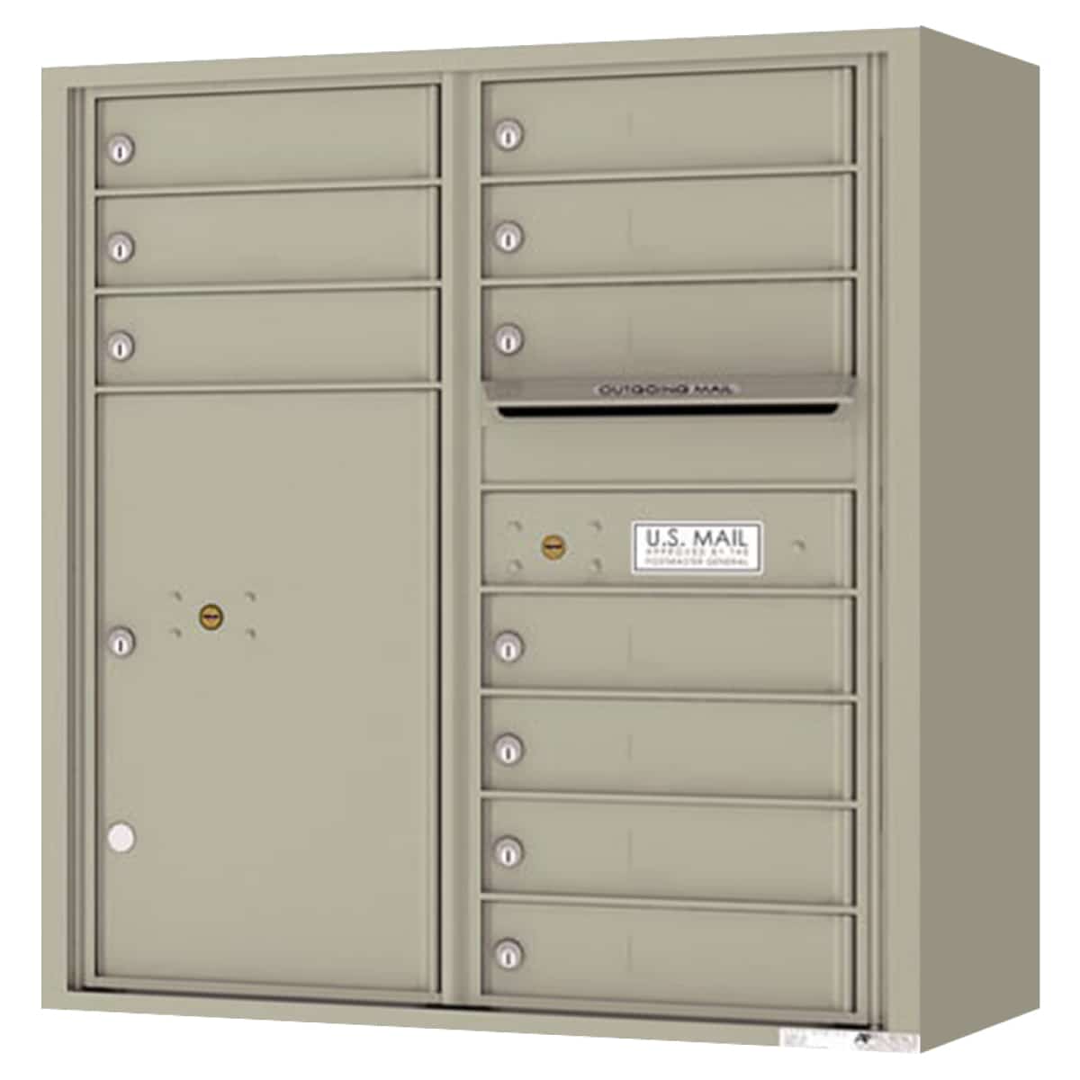Florence Surface Mount 4C Horizontal Mailbox – 10 Tenant Doors, 1 Parcel Locker – Front Loading – 9 Doors High – Private Access Product Image