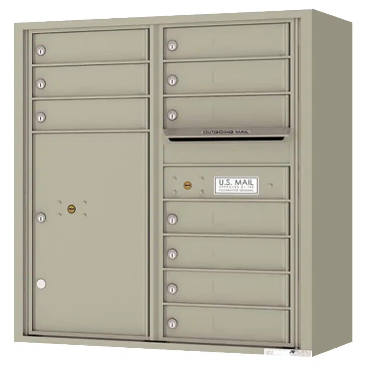 Surface Mount 4C Horizontal Mailbox – 10 Doors, 1 Parcel Locker – 4C09D-10-SM Product Image