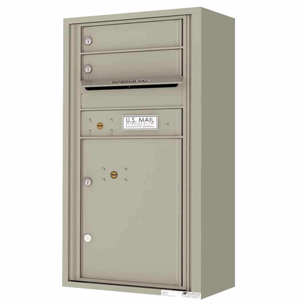 Surface Mount 4C Horizontal Mailbox – 2 Doors 1 Parcel Locker – Front Loading – 4C09S-02-SM Product Image