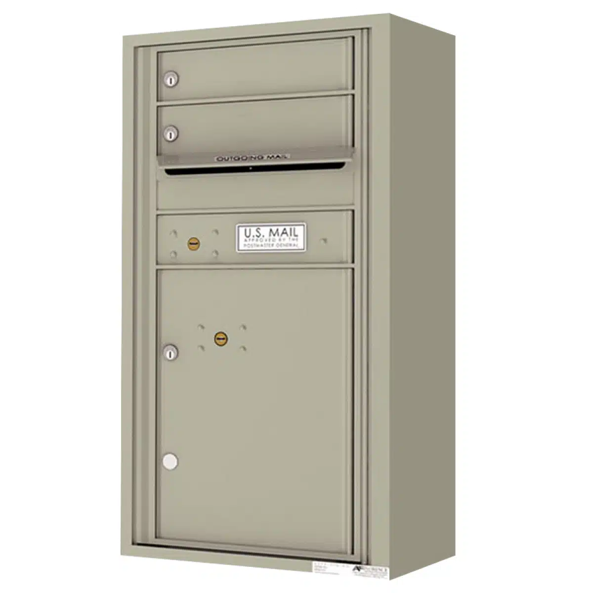 Surface Mount 4C Horizontal Mailbox – 2 Doors 1 Parcel Locker – Front Loading – 4C09S-02-SM Product Image
