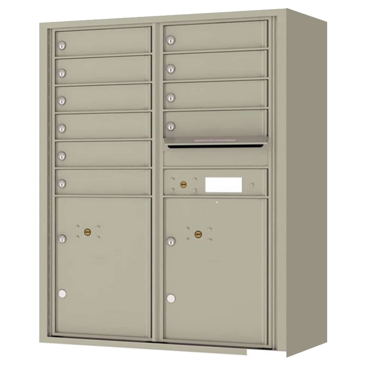 Surface Mount 4C Horizontal Mailbox – 10 Doors, 2 Parcel Lockers – 4C11D-10-SM Product Image