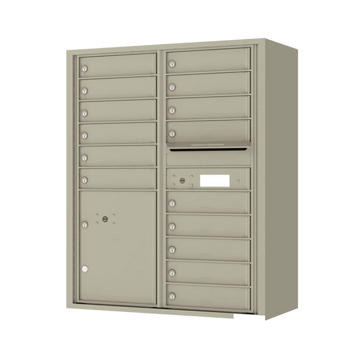 Surface Mount 4C Horizontal Mailbox – 15 Doors, 1 Parcel Locker – 4C11D-15-SM Product Image