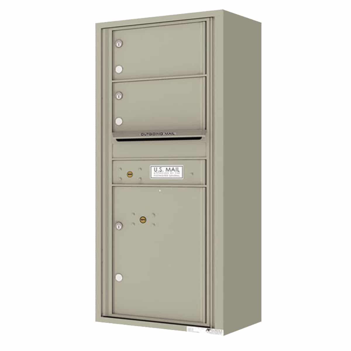 Surface Mount 4C Horizontal Mailbox – 2 Doors 1 Parcel Locker – Front Loading – 4C11S-02-SM Product Image