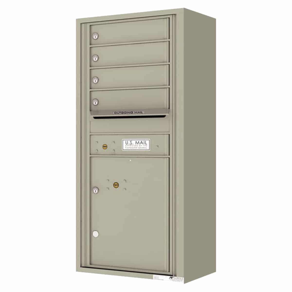 Surface Mount 4C Horizontal Mailbox – 4 Doors 1 Parcel Locker – Front Loading – 4C11S-04-SM Product Image