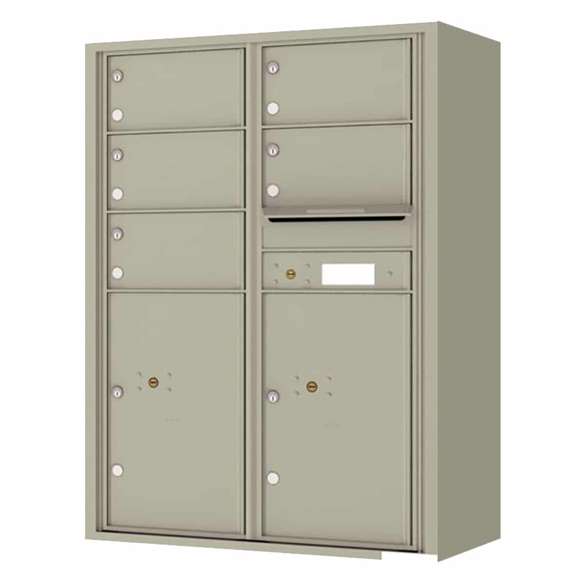 Surface Mount 4C Horizontal Mailbox – 5 Doors, 2 Parcel Lockers – 4C12D-05-SM Product Image