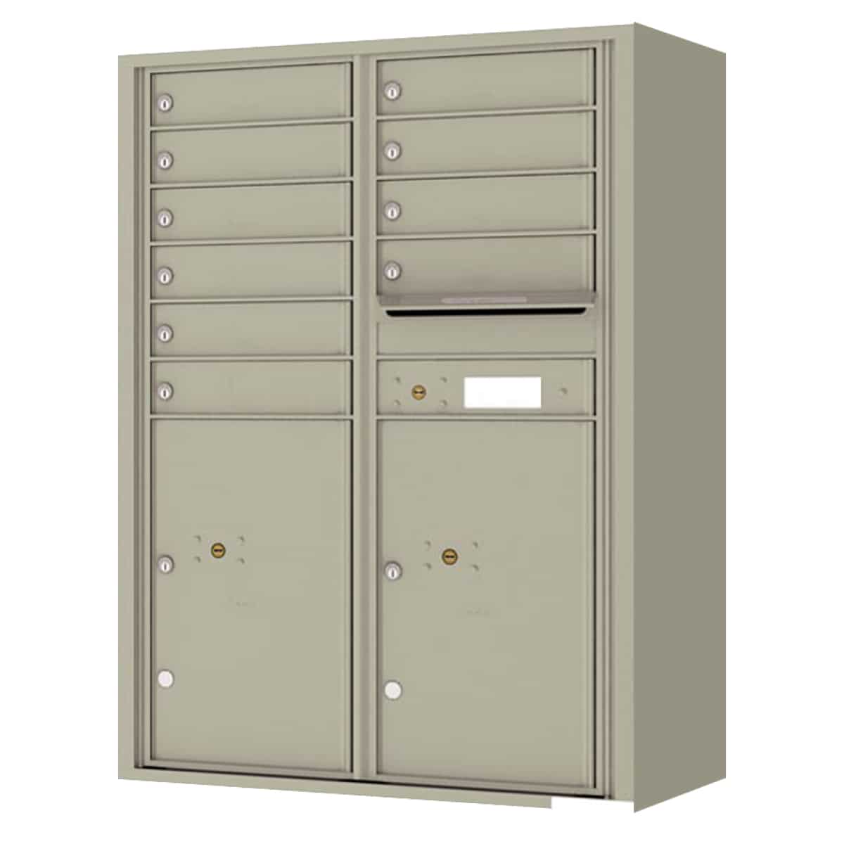 Surface Mount 4C Horizontal Mailbox – 10 Doors 2 Parcel Lockers – Front Loading – 4C12D-10-SM Product Image