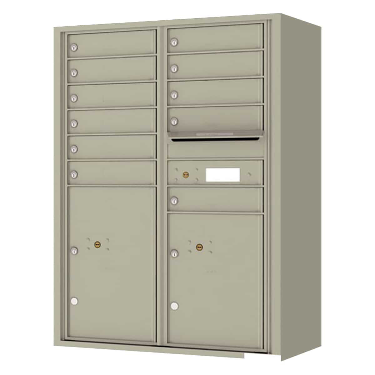 Surface Mount 4C Horizontal Mailbox – 11 Doors 2 Parcel Lockers – Front Loading – 4C12D-11-SM Product Image