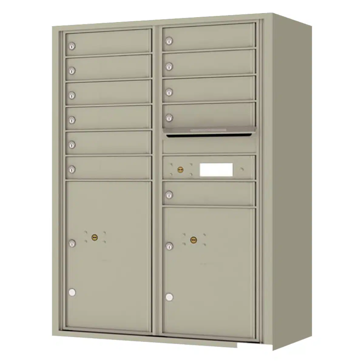 Surface Mount 4C Horizontal Mailbox – 11 Doors 2 Parcel Lockers – Front Loading – 4C12D-11-SM Product Image