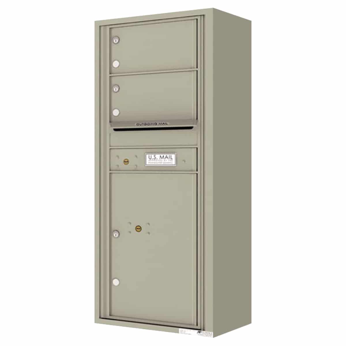 Surface Mount 4C Horizontal Mailbox – 2 Doors 1 Parcel Locker – Front Loading – 4C12S-02-SM Product Image