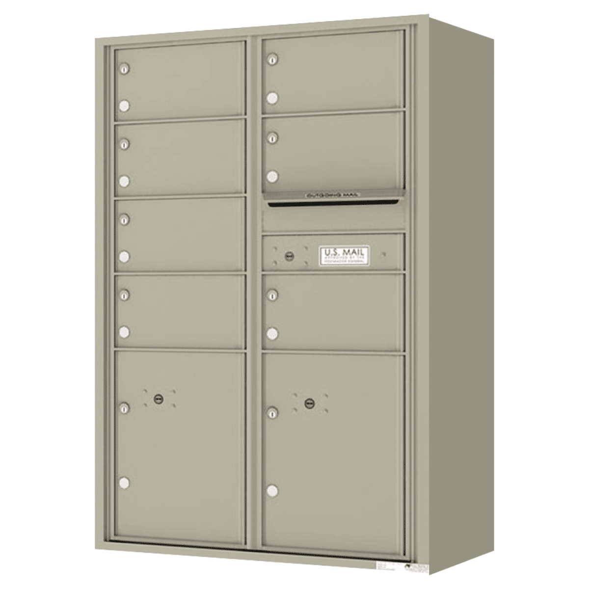 Surface Mount 4C Horizontal Mailbox – 7 Doors 2 Parcel Locker – Front Loading – 4C13D-07-SM Product Image