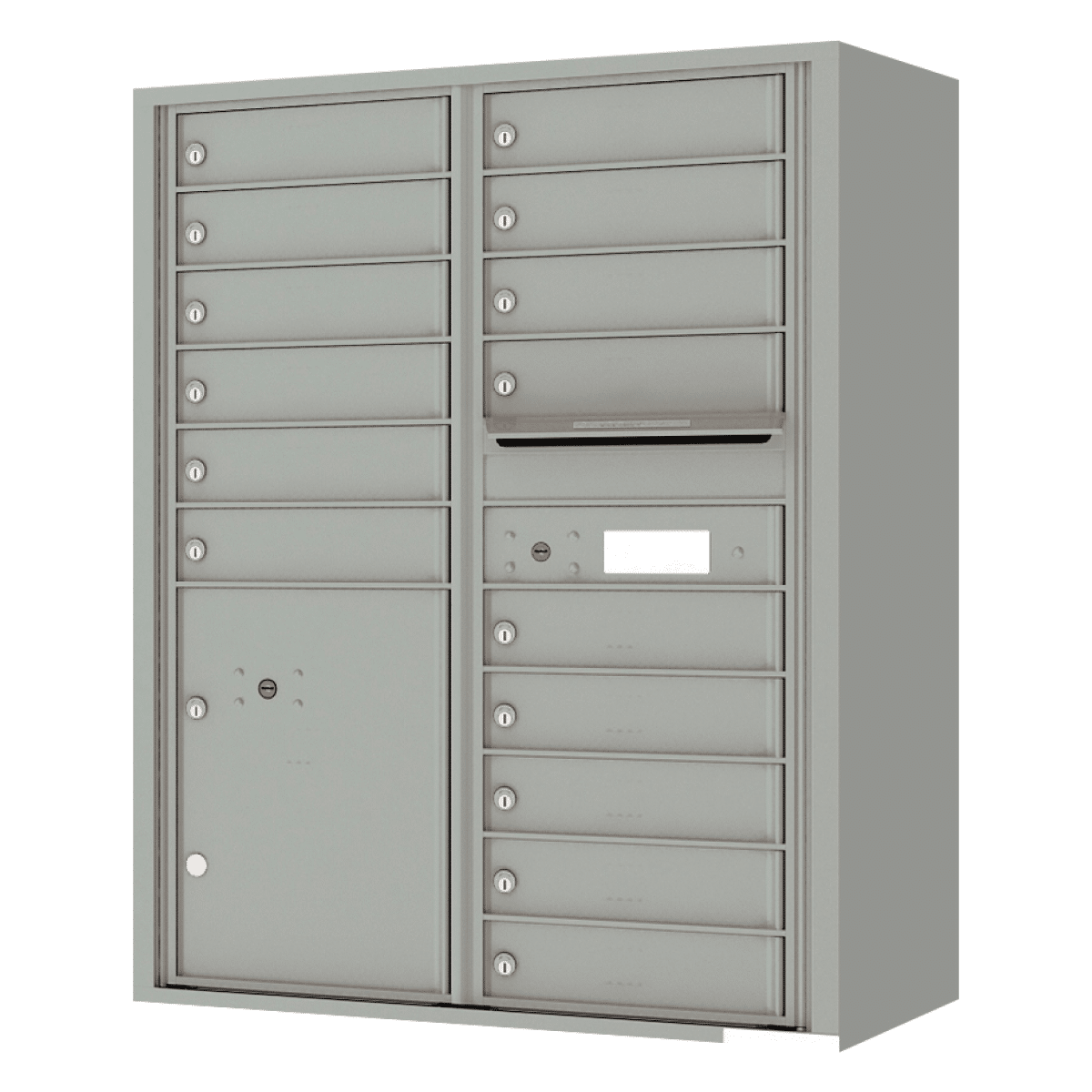 Surface Mount 4C Horizontal Mailbox – 15 Doors 2 Parcel Lockers – Front Loading – 4C13D-15-SM Product Image