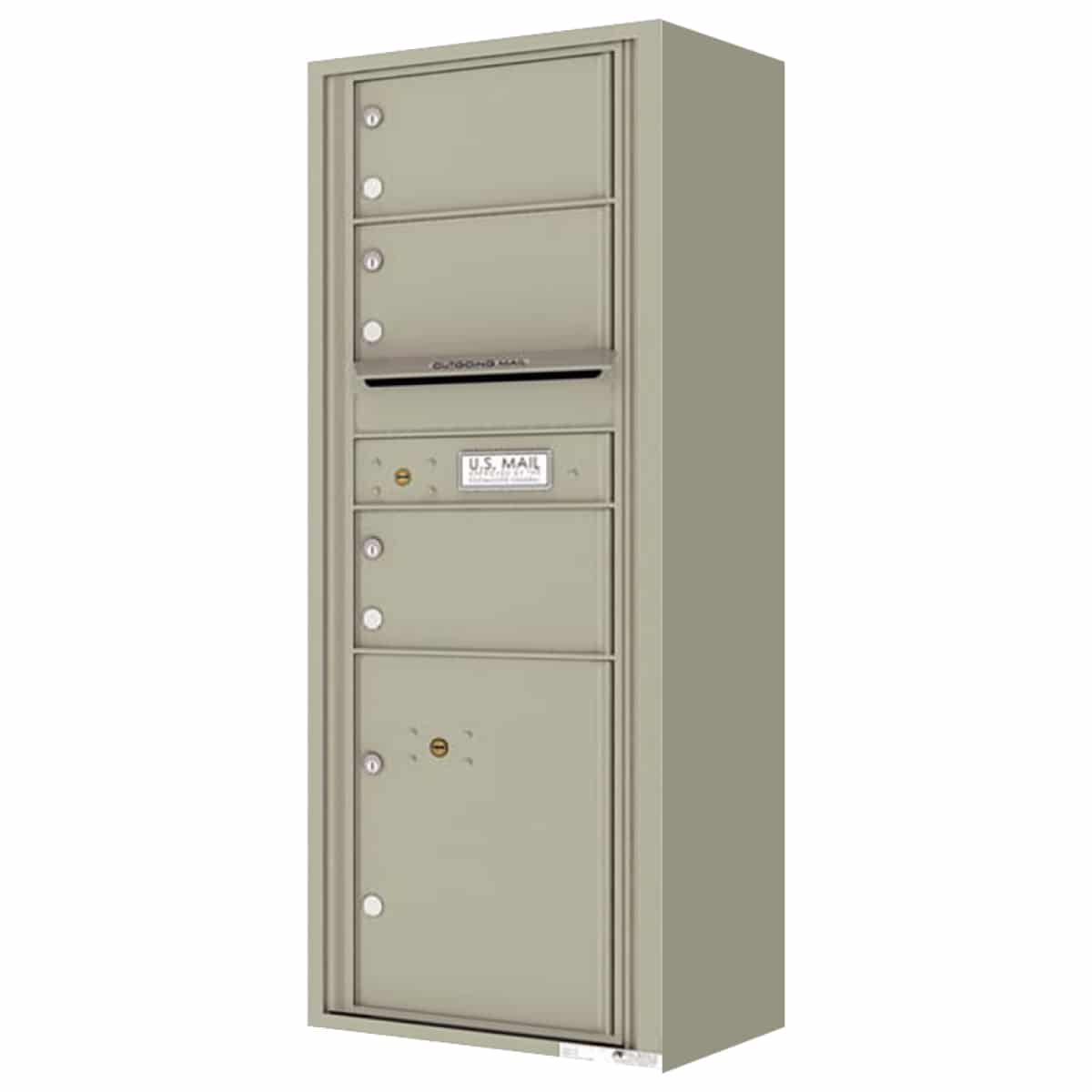 Surface Mount 4C Horizontal Mailbox – 3 Doors 1 Parcel Locker – Front Loading – 4C13S-03-SM Product Image