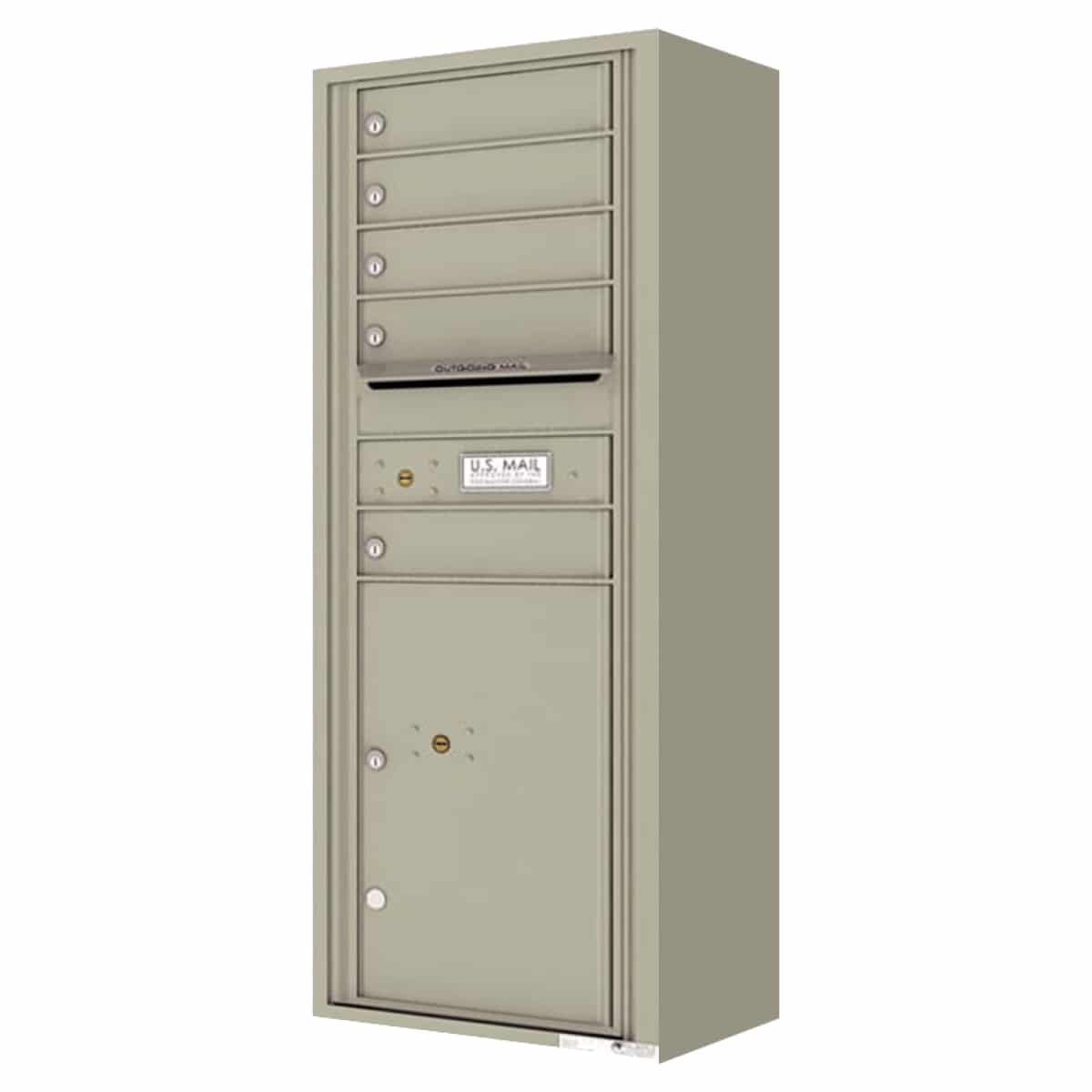 Surface Mount 4C Horizontal Mailbox – 5 Doors 1 Parcel Locker – Front Loading – 4C13S-05-SM Product Image