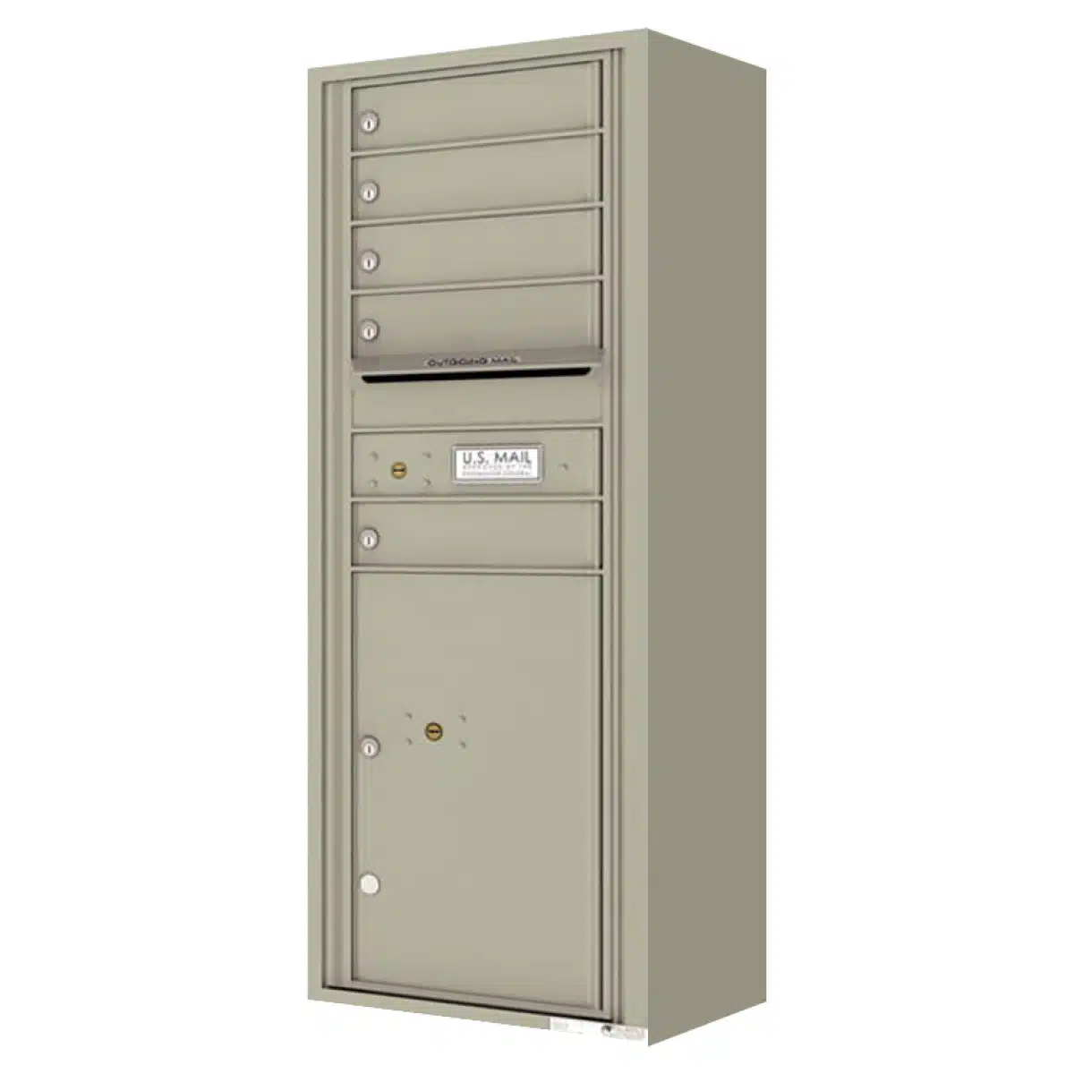 Surface Mount 4C Horizontal Mailbox – 5 Doors 1 Parcel Locker – Front Loading – 4C13S-05-SM Product Image