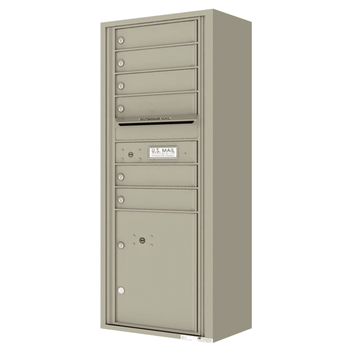 Surface Mount 4C Horizontal Mailbox – 6 Doors 1 Parcel Locker – Front Loading – 4C13S-06-SM Product Image