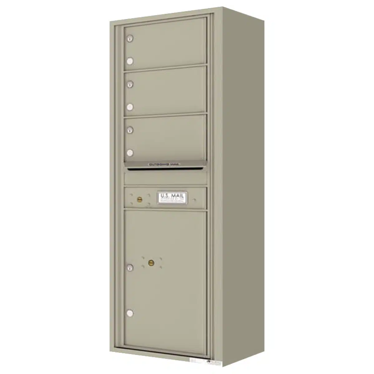 Surface Mount 4C Horizontal Mailbox – 3 Doors 1 Parcel Locker – Front Loading – 4C14S-03-SM Product Image