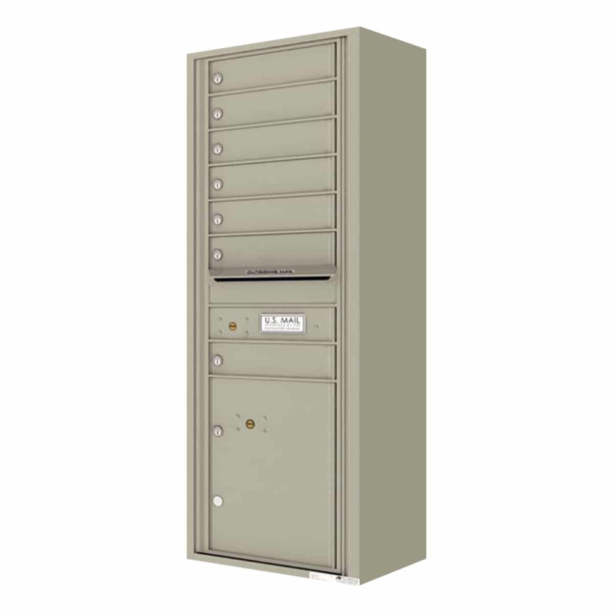 Surface Mount 4C Horizontal Mailbox – 7 Doors 1 Parcel Locker – Front Loading – 4C14S-07-SM Product Image