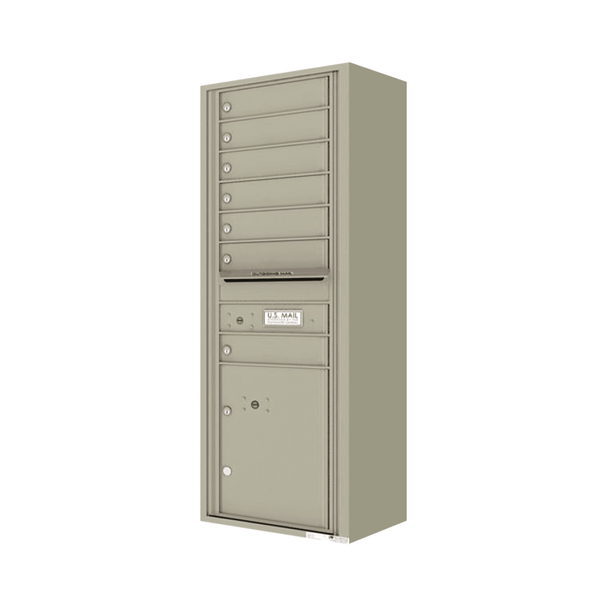 Surface Mount 4C Horizontal Mailbox – 7 Doors 1 Parcel Locker – Front Loading – 4C14S-07-SM Product Image