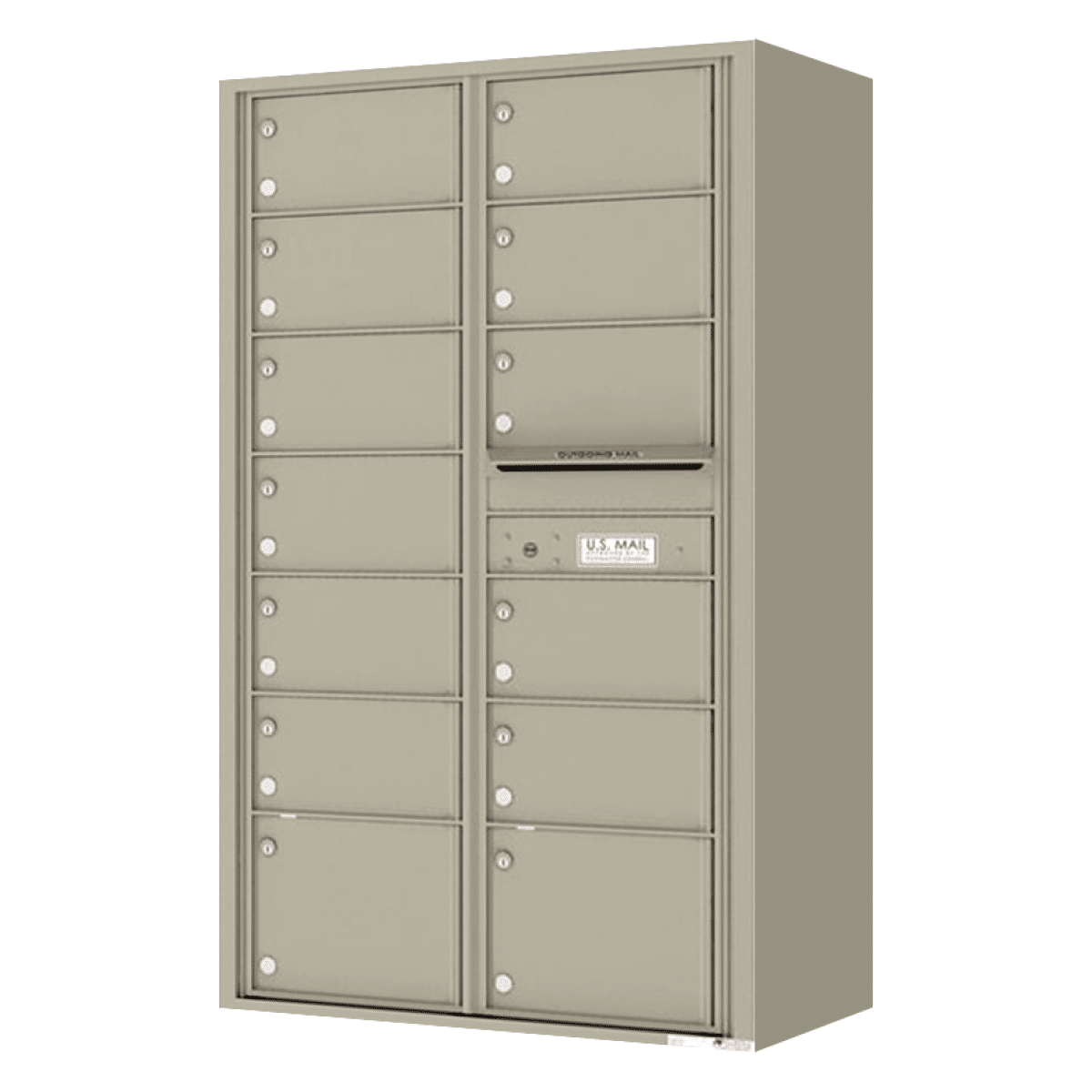 Surface Mount 4C Horizontal Mailbox – 13 Doors 0 Parcel Locker – Front Loading – 4C15D-13-SM Product Image
