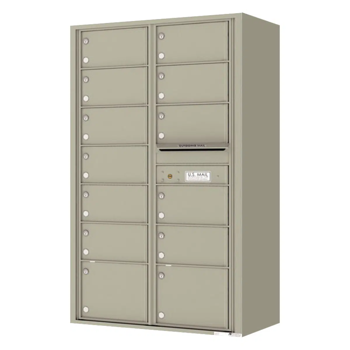Surface Mount 4C Horizontal Mailbox – 13 Doors 0 Parcel Locker – Front Loading – 4C15D-13-SM Product Image