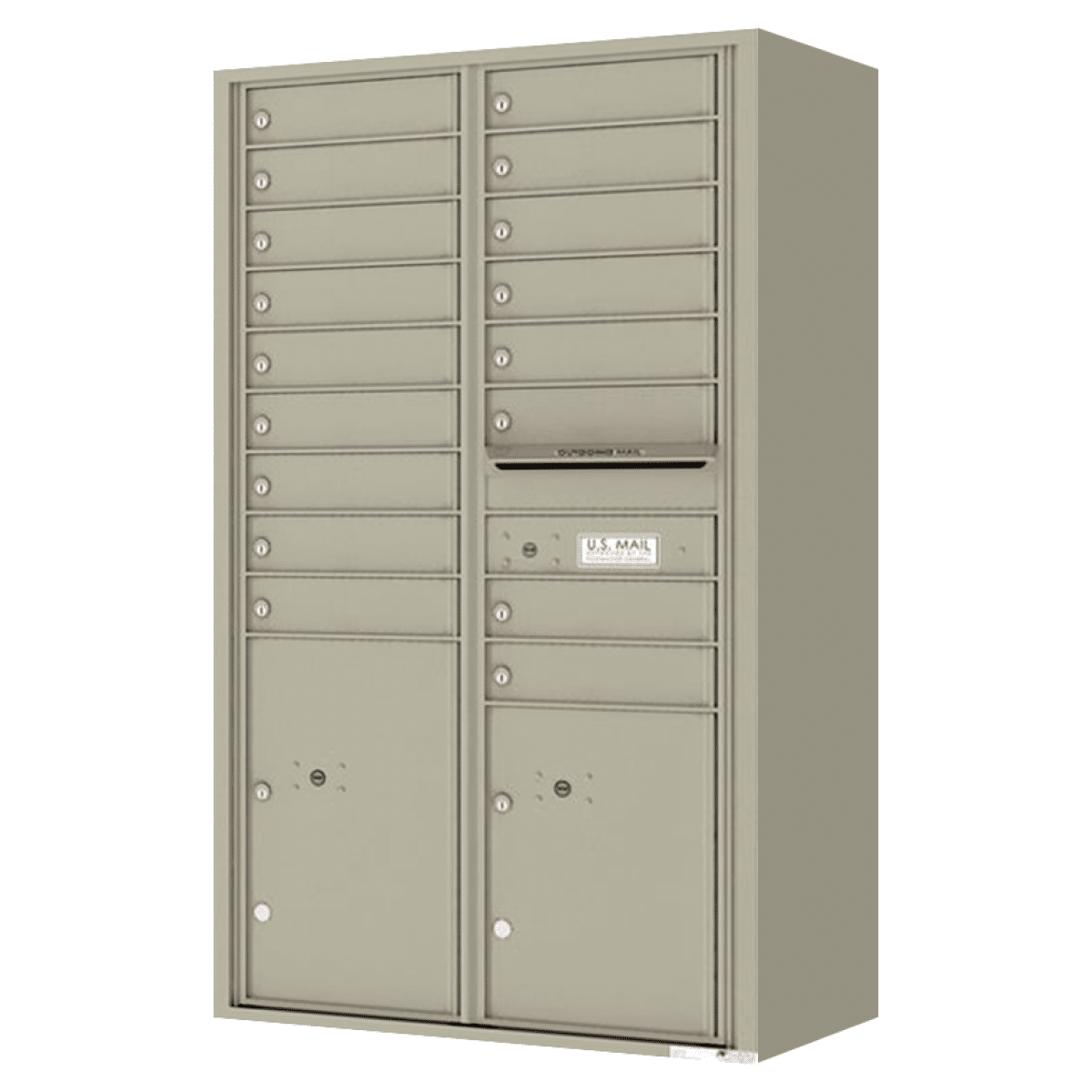 Florence Surface Mount 4C Horizontal Mailbox – 17 Tenant Doors, 2 Parcel Lockers – Front Loading – 15 Doors High – Private Access Product Image