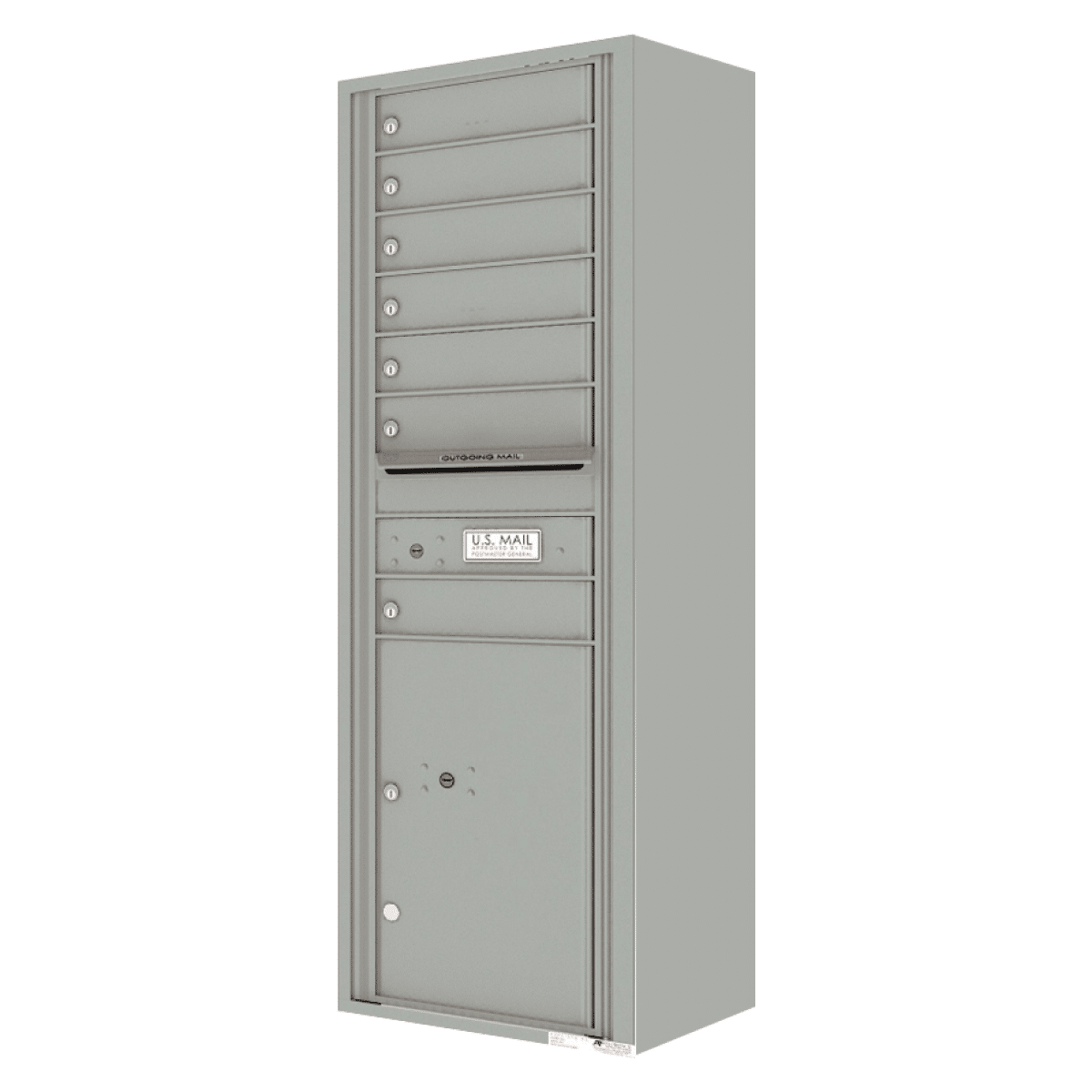 Surface Mount 4C Horizontal Mailbox – 7 Doors 1 Parcel Locker – Front Loading – 4C15S-07-SM Product Image