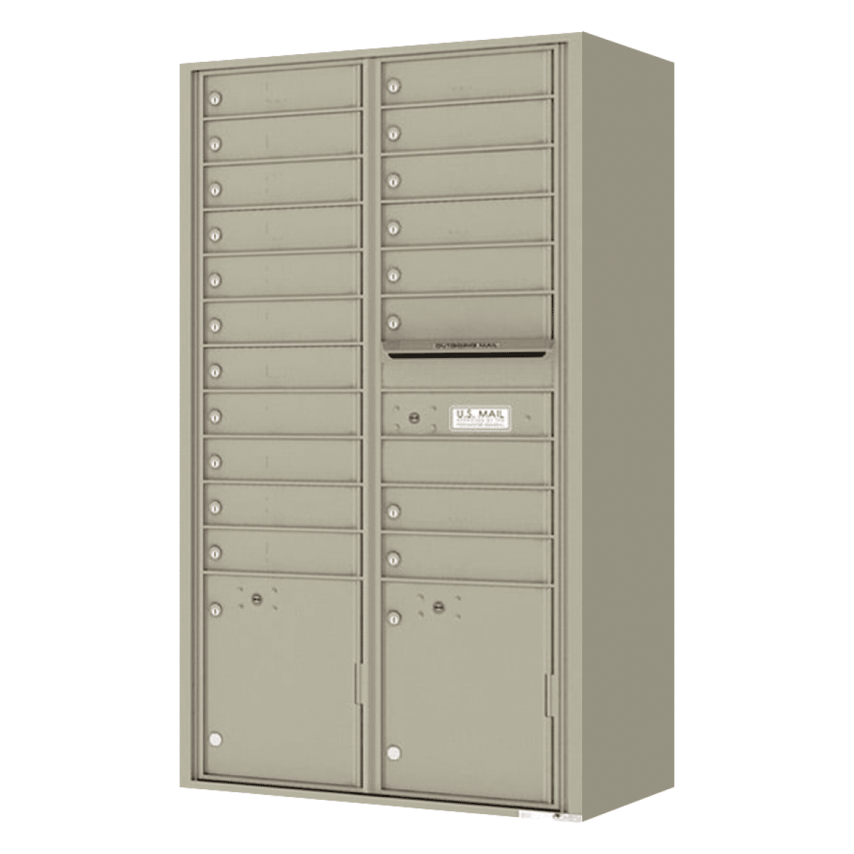 Surface Mount 4C Horizontal Mailbox – 19 Doors 2 Parcel Lockers – Front Loading – 4C16D-19-SM Product Image
