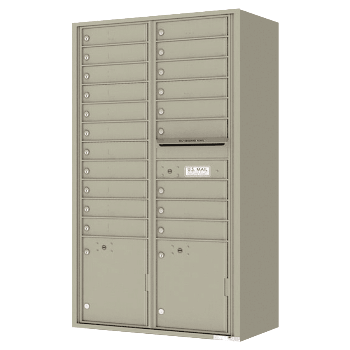 Surface Mount 4C Horizontal Mailbox – 20 Doors, 2 Parcel Lockers – 4C16D-20-SM Product Image