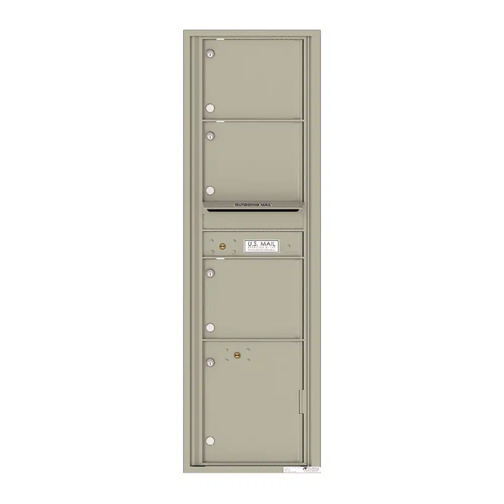 Recessed 4C Horizontal Mailbox – 3 Doors 1 Parcel Lockers – Front Loading – 4C16S-03-206550 – Private Delivery Product Image