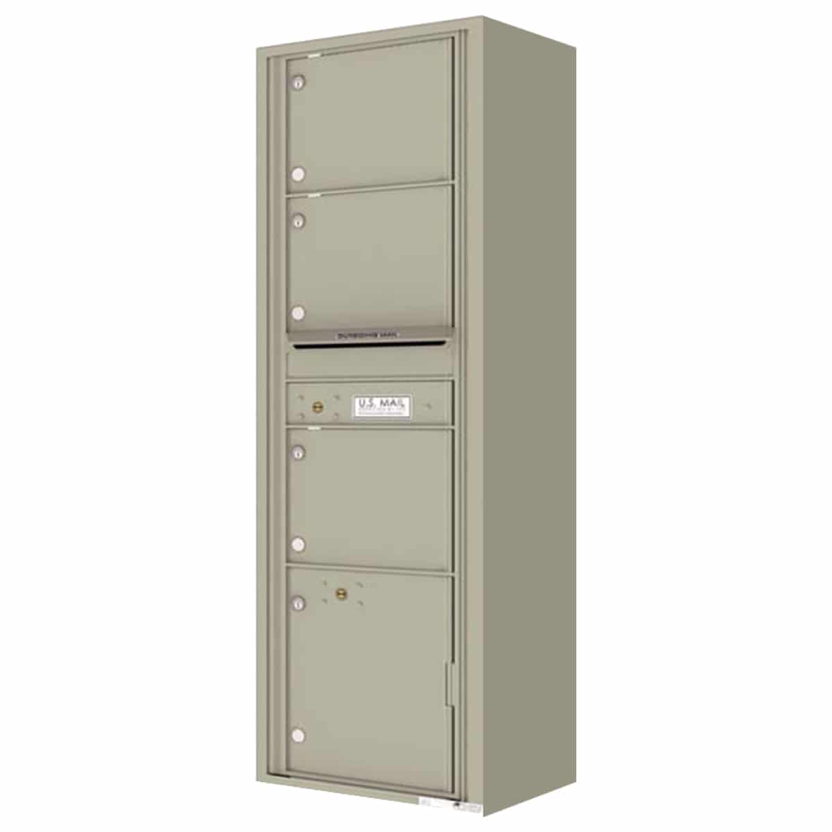 Florence Surface Mount 4C Horizontal Mailbox – 3 Tenant Doors, 1 Parcel Locker – Front Loading – Max Height – Private Access Product Image