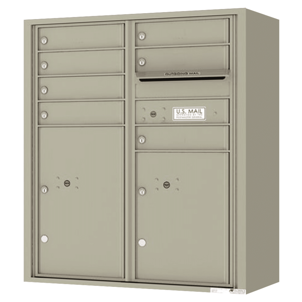 Surface Mount 4C Horizontal Mailbox – 7 Doors 2 Parcel Lockers – Front Loading – 4CADD-07-SM Product Image
