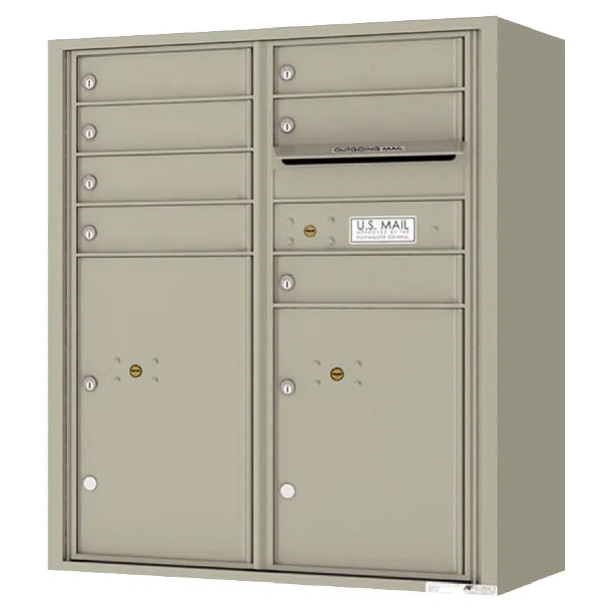 Surface Mount 4C Horizontal Mailbox – 7 Doors 2 Parcel Lockers – Front Loading – 4CADD-07-SM Product Image