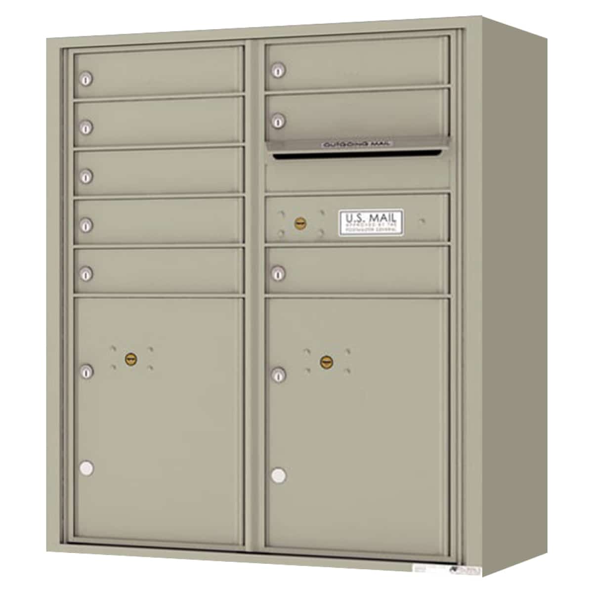 Surface Mount 4C Horizontal Mailbox – 8 Doors, 2 Parcel Lockers – 4CADD-08-SM Product Image