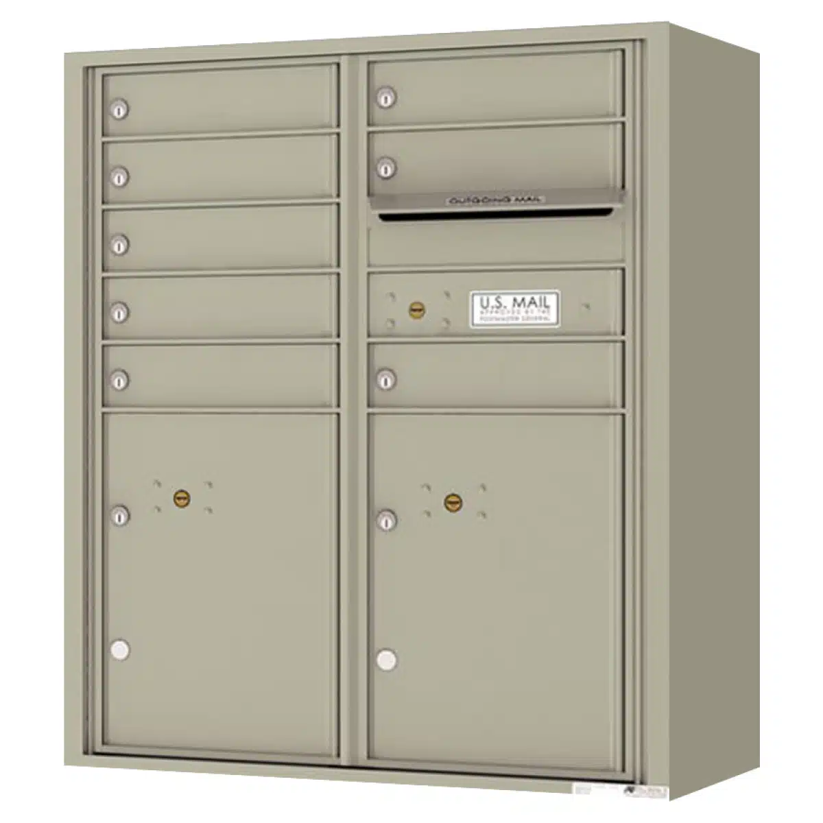 Surface Mount 4C Horizontal Mailbox – 8 Doors, 2 Parcel Lockers – 4CADD-08-SM Product Image
